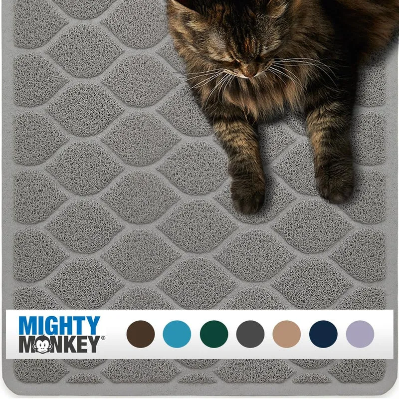 MIGHTY MONKEY Tapis Litière Étanche Sans BPA 17x24 cm - Gris Ardoise, Anti-glisse, Facile à Nettoyer