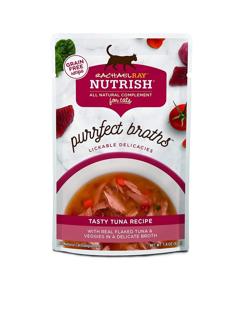 Rachael Ray Nutrish Purrfect Broths — Bouillon humide au thon pour chats, 24 sachets 1,4 oz, Sans céréales