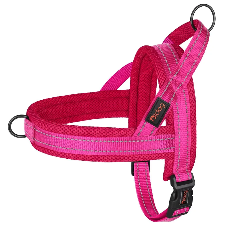 Didog Harnais Chien Sans Tirage – Mesh Doux, Réfléchissant, Ajustement Rapide, Poitrine 66–81 cm, Taille L (Rose Chaud)