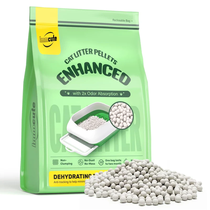 IMMCUTE Granulés de Litière pour Chat – 9 lb, Contrôle des Odeurs Durable, Pour Systèmes à Double Couche