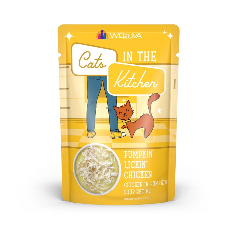 Weruva Cats in the Kitchen – Pumpkin Lickin' Chicken avec poitrine de poulet dans soupe de citrouille, sachets de 85 g (pack de 12)