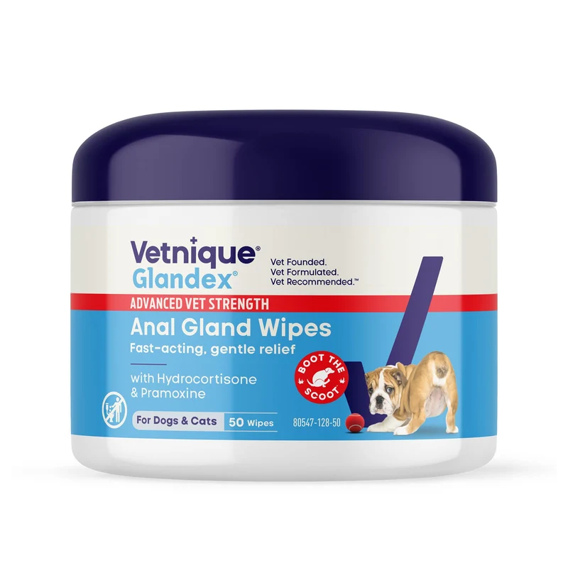 Vetnique Glandex – Lingettes médicamenteuses et Spray pour Chiens et Chats – Soulagement Anal et Démangeaisons – 50 Lingettes