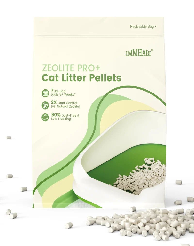 IMMHABI Pellets litière pour chats 7 lb – Anti-odeurs, faible poussière, système double-couche