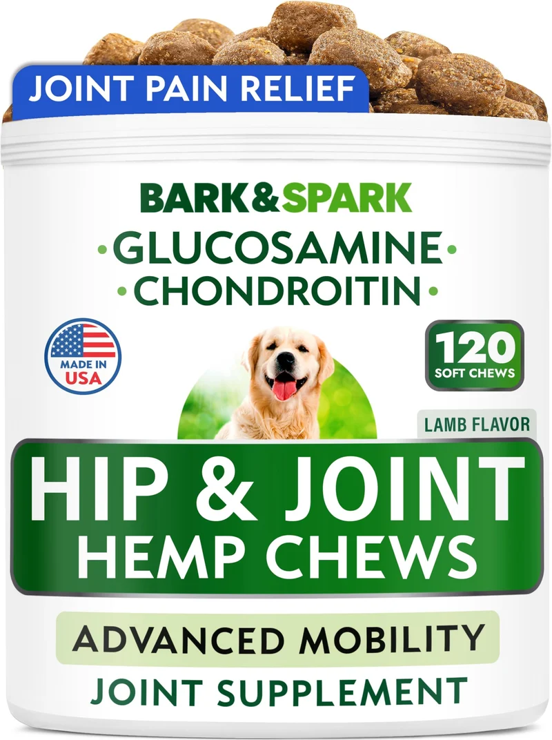 BARK&SPARK – Gomme articulation chien au chanvre, glucosamine et chondroïtine – Mobilité senior (saveur agneau)