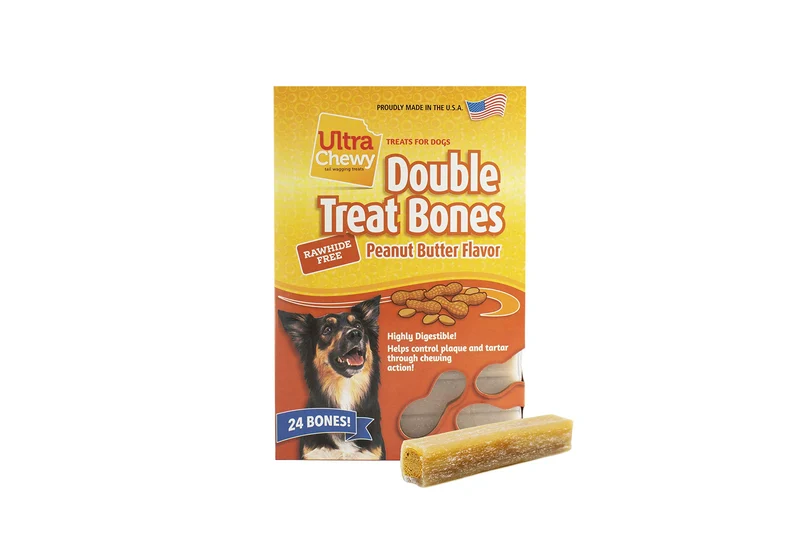 Ultra Chewy Os Double Récompense – Beurre de Cacahuète, Longue Durée, USA (24 pièces) – Pour Grandes et Petites Races