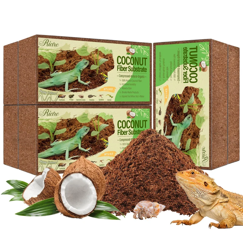 Riare – 6 blocs substrat coco naturel pour terrarium premium (reptiles et amphibiens)