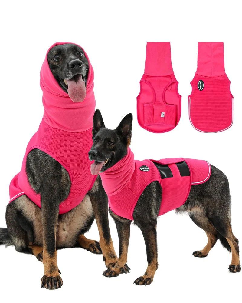 Meifsou Gilet Anti-Anxiété pour Chien avec Capuche – Veste Calmante pour Tempêtes, Feux d'Artifice et Séparation (Rose)