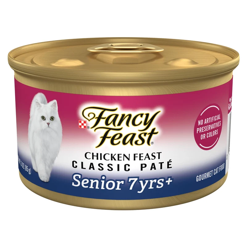 Purina Fancy Feast - Pâté poulet senior 7+ ans, boîtes de 3 oz (pack de 24)