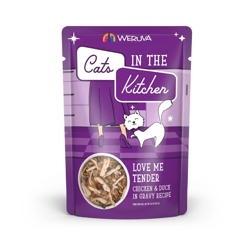 Weruva Cats in The Kitchen Love Me Tender – Poulet et Canard en Sauce, Sachets 3oz (Lot de 12)