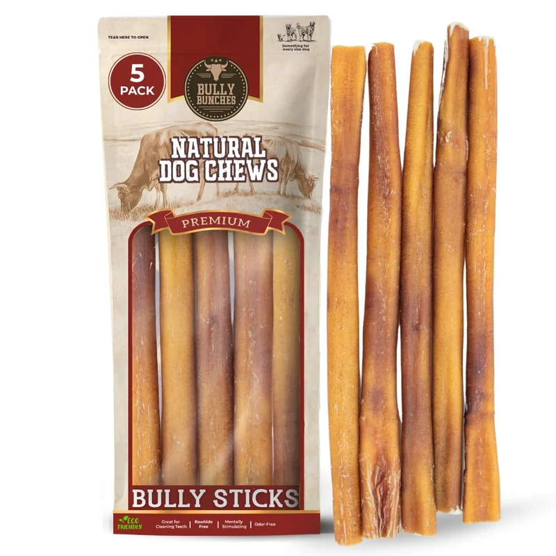 Bully Bunches – Bâtons Bully Premium 12 pouces Sans Odeur pour Petits et Moyens Chiens (5 Pièces)