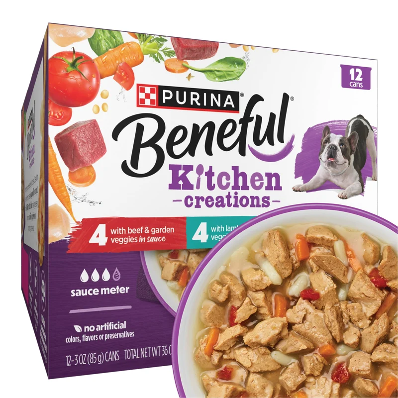 Purina Beneful Medleys – Aliment humide pour chien, saveurs Toscane, Romana et Méditerranéenne, 2 lots de 12 boîtes 3 oz