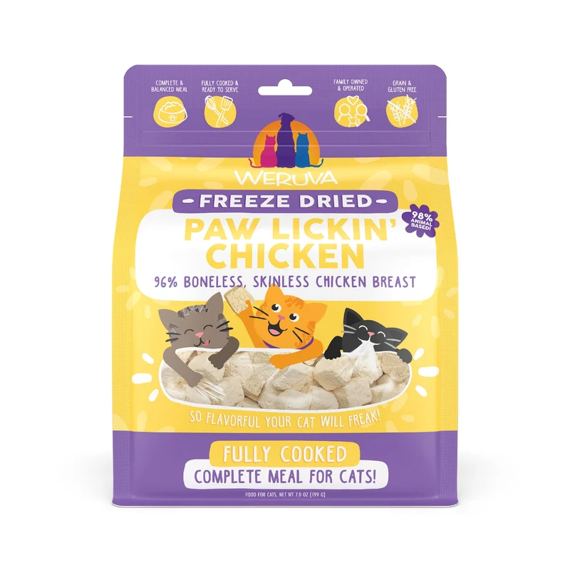 Weruva Cat Freeze Dried Paw Lickin' Chicken – Morceaux de poulet sans os pour chat, 7oz