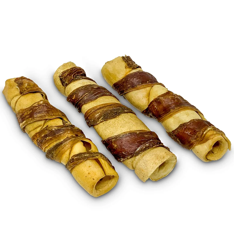 Wild Eats Rouleau de Joue de Buffle d'Eau – Lot de 3 Bouchées Durables pour Grands Chiens