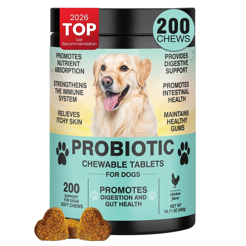 TzzyiC Probiotiques pour Chiens — Santé digestive et Immunité, Friandises au Poulet, 200 ct