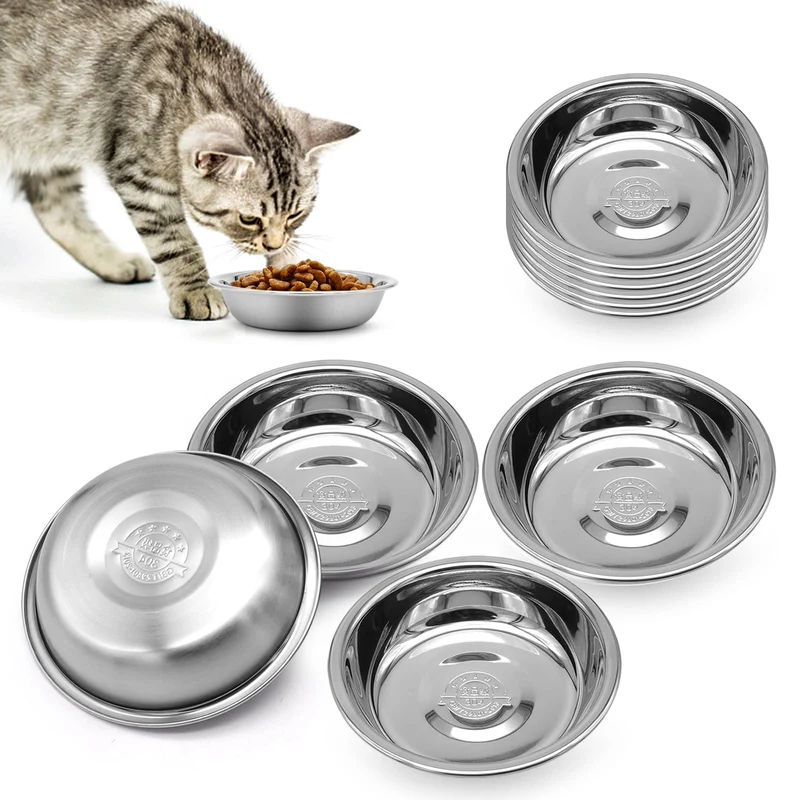 MicoSim – Bol Chat Inox 304 Peu Profond et Large (Ensemble de 12)