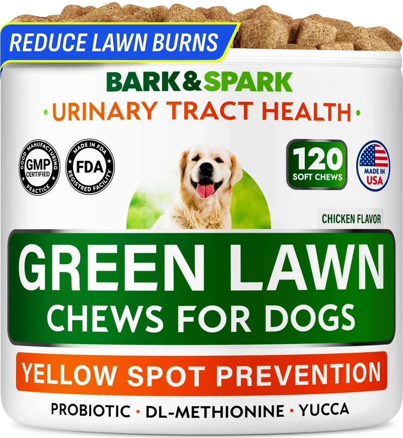 BARK&SPARK Friandises Herbe Verte pour Chiens – Neutraliseur Urine Pelouse, Probiotiques & Enzymes