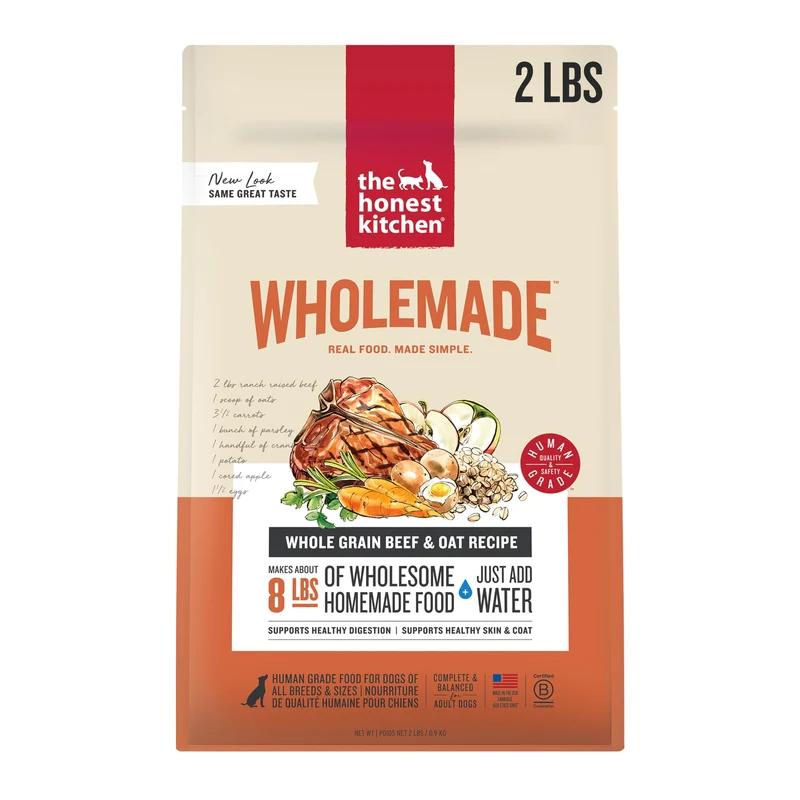 The Honest Kitchen Wholemade Déshydraté – Boeuf & Avoine, Qualité Humaine, Sac 2 lb