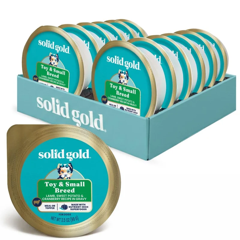 Solid Gold Nourriture humide sans céréales pour petits chiens — Agneau réel, superaliments et vitamines – 12 pots de 99 g