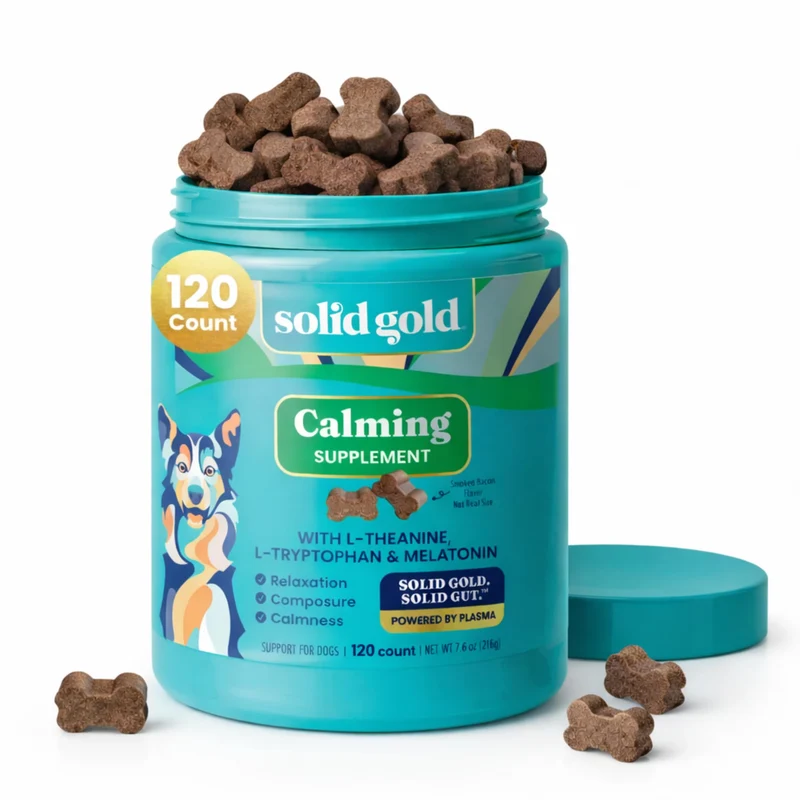 Solid Gold – Friandises apaisantes pour chiens avec mélatonine – 120 bouchées bacon