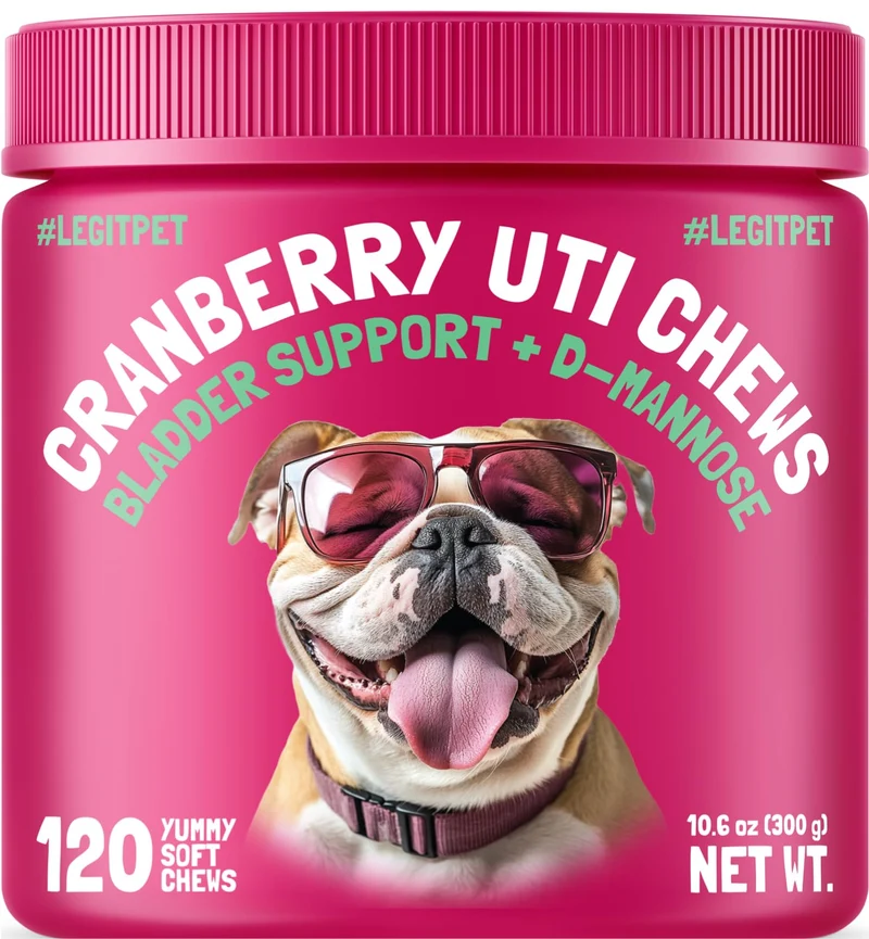 LEGITPET Cranberry UTI Chews – Soin Urinaire pour Chiens avec D-Mannose et Cranberry