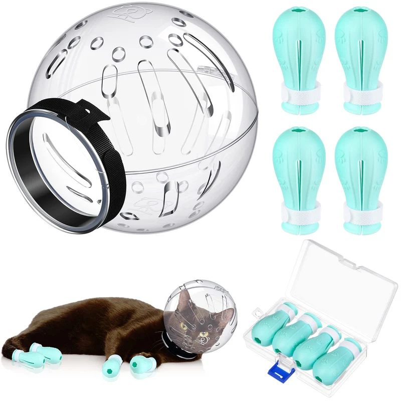 LEIFIDE Museau Chat Ajustable – Capuche et Protèges Pattes en Silicone (Grand)