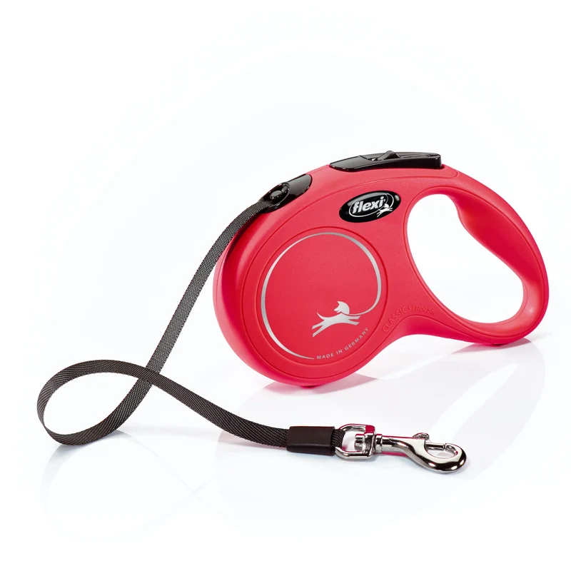 FLEXI Nouvelle Classique Ruban – Longe Rétractable pour Petits Chiens jusqu’à 15 kg, 16 pieds, Rouge | Frein à Une Main, Anti-Enchevêtrement, Qualité Allemande