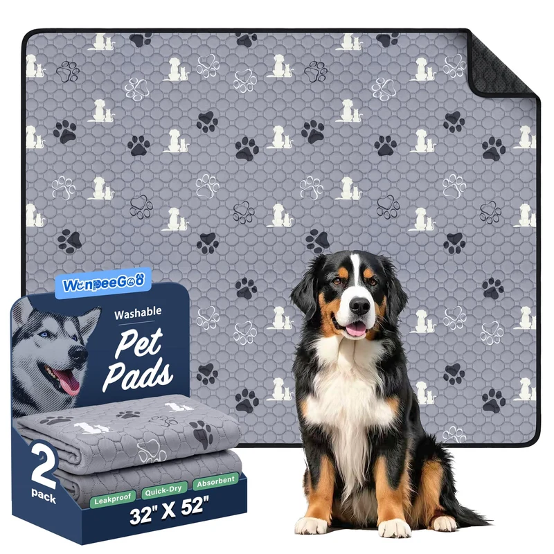 WanpeeGoo Tapis Lavable pour Chien 32x52 - Absorbant et Antidérapant (Lot de 2)