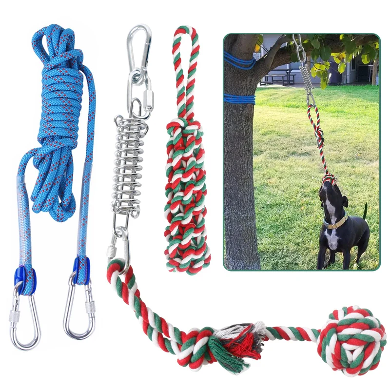HOPET | Jouet chien extérieur élastique suspendu - Tirage et jeu interactif pour chiens moyens à grands