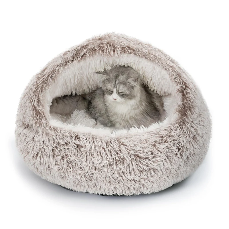CATISM Nid Chat Capuche Douillet – Cocon Auto-Chauffant et Confort pour Chats et Petits Chiens