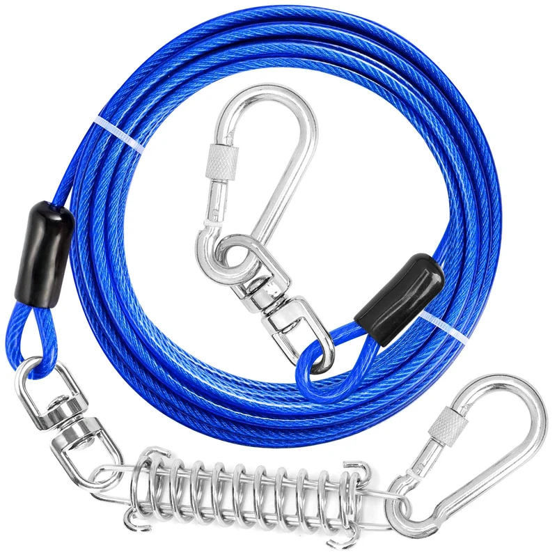 jenico Laisse-câble pour chien – Longueurs 10 à 150 ft, attache verrouillable et rotation 360°, résistance jusqu’à 500 lbs