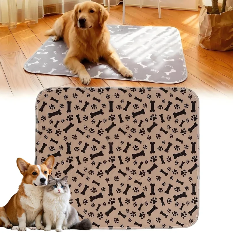 Kacitalone - Tapis d entrainement reutilisables pour chiens et chats, anti odeur et anti fuite, marron Brown-A (23.6 x 15.7 pouces)