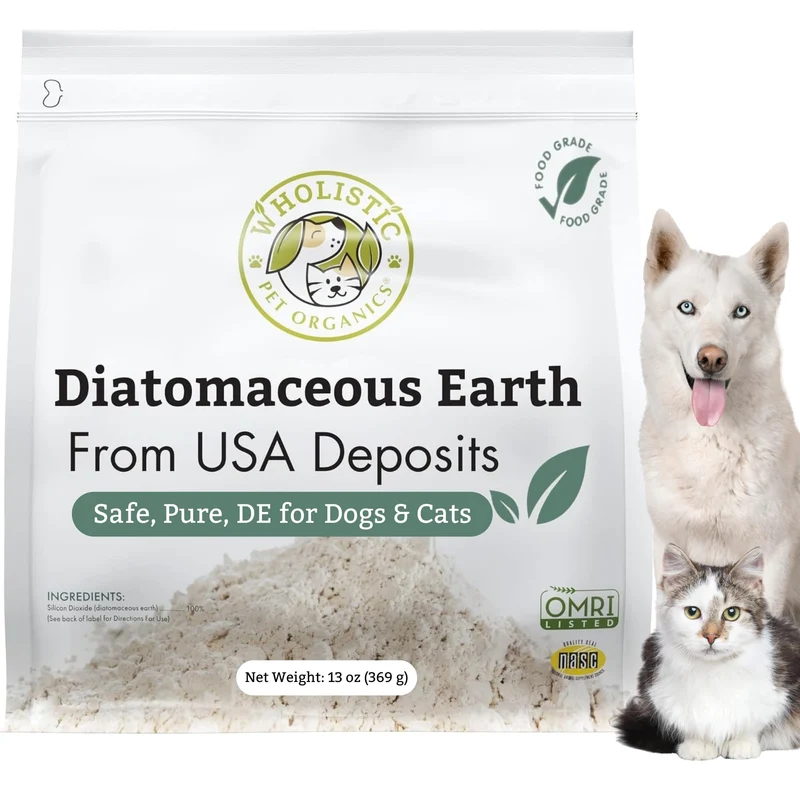 Wholistic Pet Organics Terre de Diatomée – Alimentaire pour Chiens et Chats – 13 oz – Poudre Multi-Usage Sans Produits Chimiques – Fabriqué aux États‑Unis