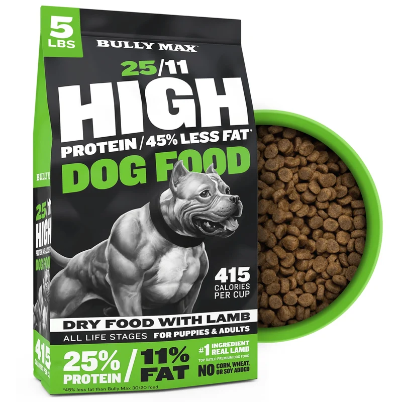 Bully Max 25/11 – Protéine élevée et faible gras, croquettes agneau sans poulet - 5 lb
