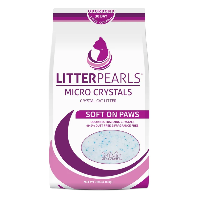 Litter Pearls Micro Crystals Sans Senteur – Litière en Cristaux Odorbond 7 lb (Blanc/ Clair/ Bleu)