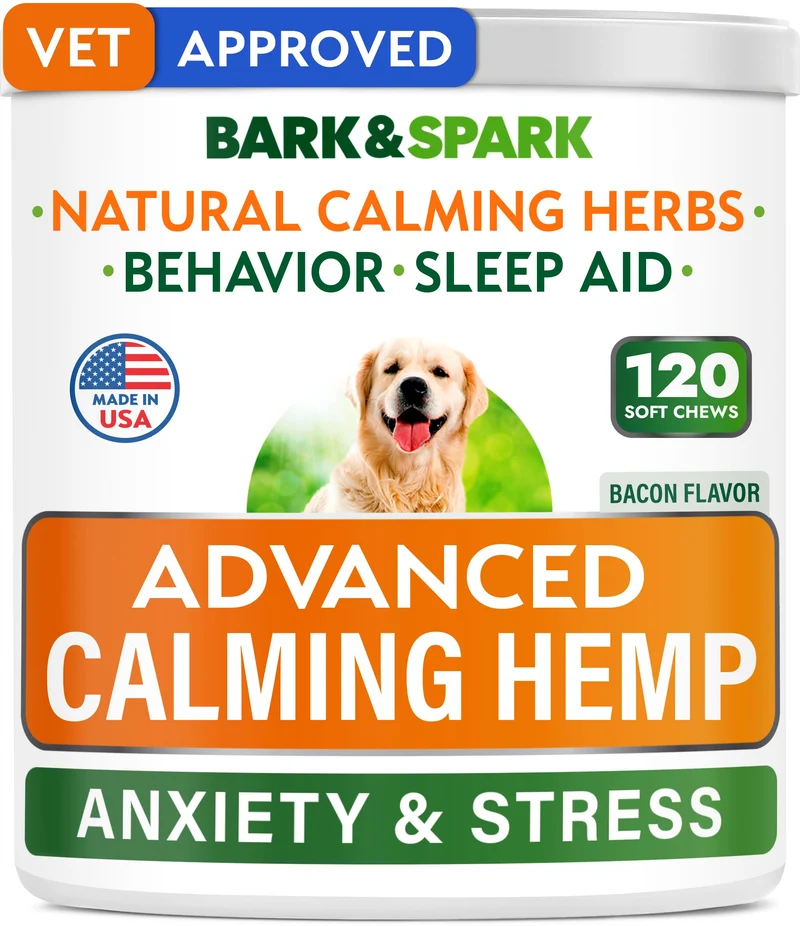 BARK&SPARK Bonbons Calmants Avancés pour Chiens – Mélatonine et huile de chanvre – 120 bouchées
