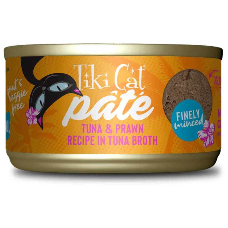 Tiki Cat Grill Pâté Thon et Crevettes – Haute Protéine et 100% Sans OGM – Pack de 12 boîtes de 2,8 oz
