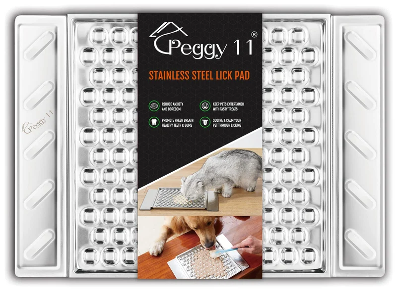 PEGGY11 Lick Pad Durable en Acier Inoxydable pour Chats et Chiens | Ventouses Robustes | Alimentation Lente & Santé Dentaire | Lavable au Lave-Vaisselle