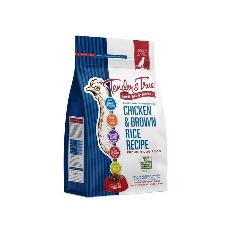 Tender & True - Nourriture pour chien au poulet sans antibiotiques et riz brun, 4 lb