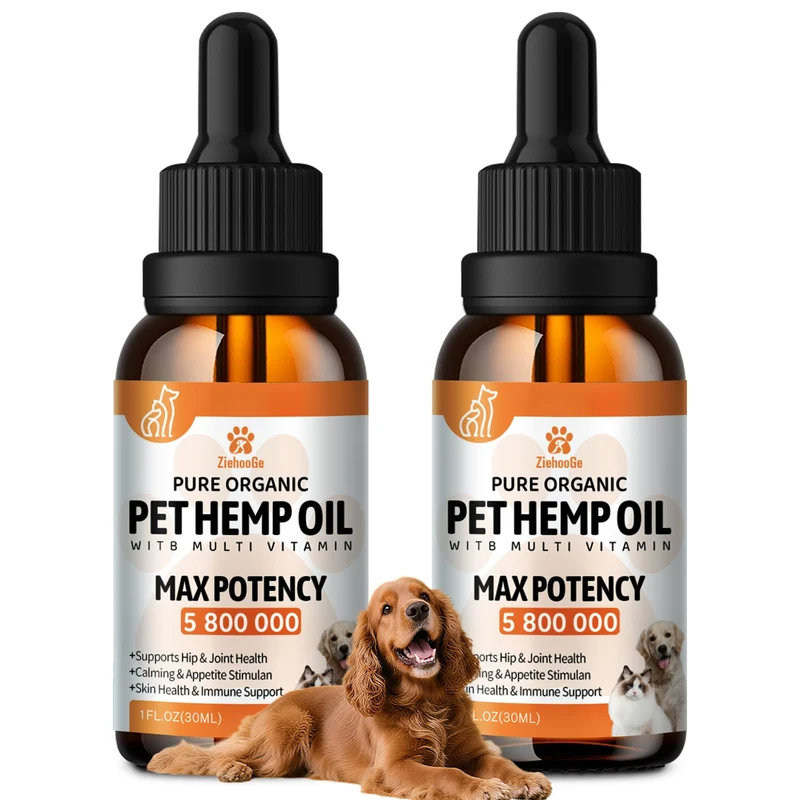 Ziehoo-Ge (2 paquets) Huile de chanvre biologique pour chiens et chats – Calme, Sommeil et Bien‑être