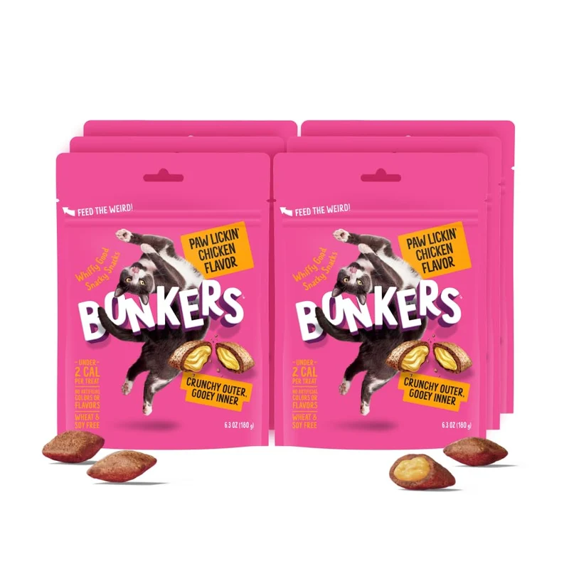 Bonkers Friandises pour Chat – Saveur Poulet, 180 g, Entraînement et Plaisir, Sachet Refermable (6 Paquets)