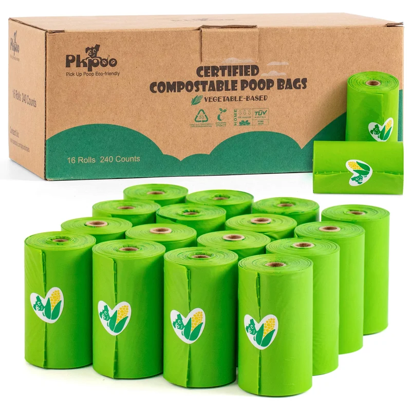 Pkpoo Sacs Compostables pour Chien – Extra-Larges, Biodégradables, Sans Parfum, 240 Pièces