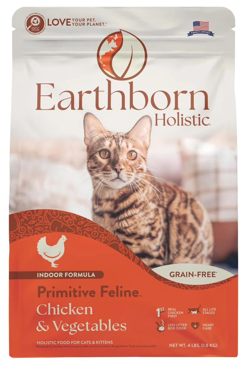 Earthborn Holistic Primitive Feline Croquettes Sans Graines – 4 lb (Pack de 1)