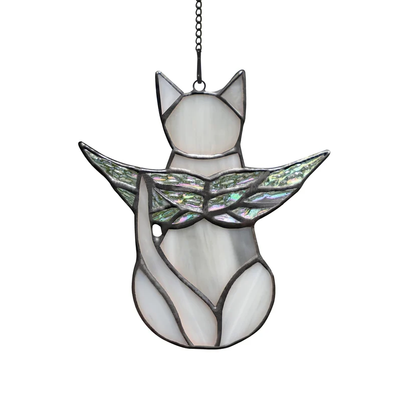 BOXCASA – Ailes d’Ange Irisées pour Vitrail | Cadeau Mémorial Chat