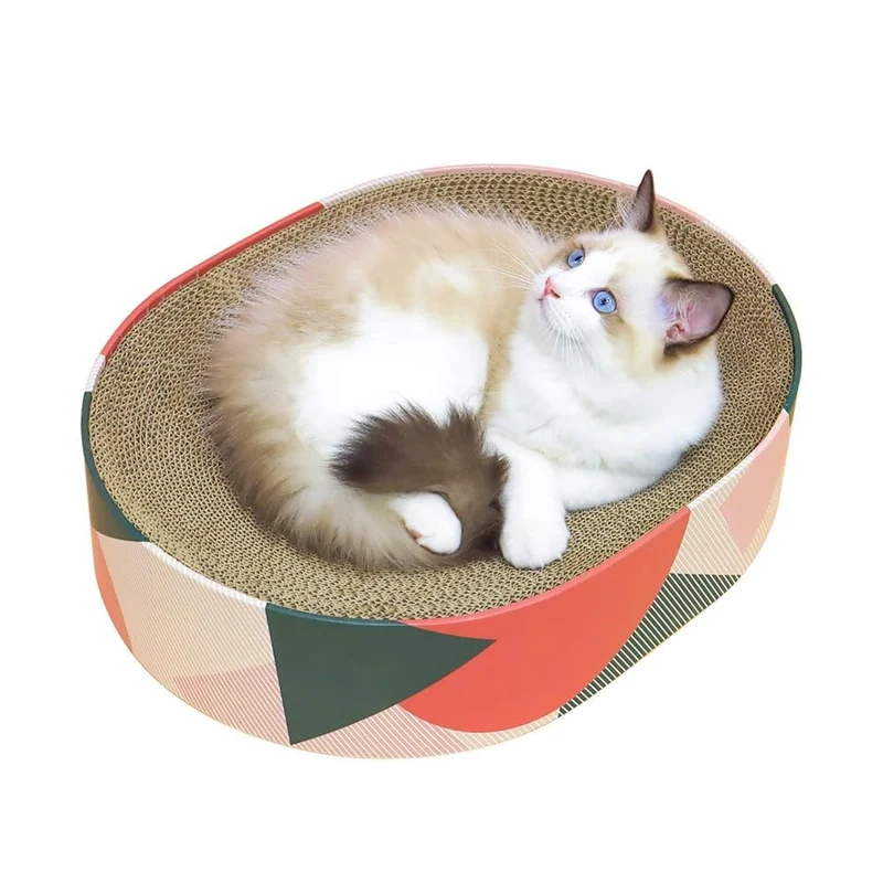 ComSaf Grattoir Chat En Carton Ovale – Canapé Lit Lounge Pour Chats Intérieurs 17x13