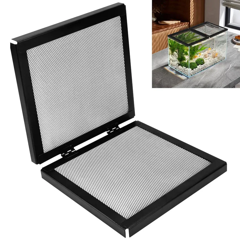 Braveboy Cache-porte grillagé pour aquarium – Porte charnière, noir, ventilation facile (10/15 haut, 20 X-Tall)
