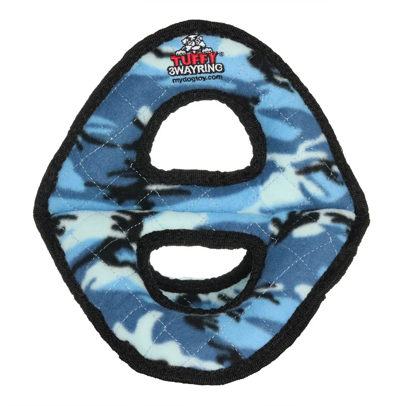TUFFY - Le jouet pour chien le plus robuste : Anneau 3 voies camouflage bleu
