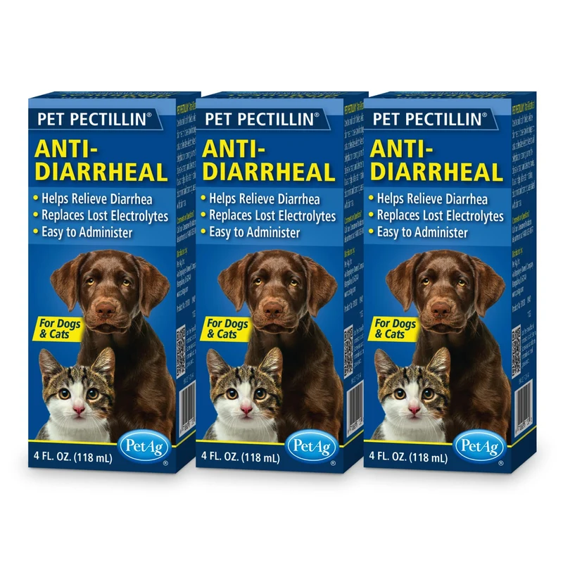 PetAg Pet Pectillin Antidiarrhéique – Pack de 3, 4 oz pour chiens et chats