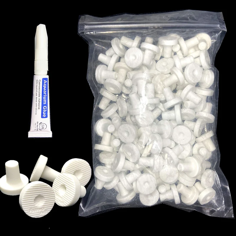 Reefing Art Bouchons Fragment de Corail Céramique – Pack 100 et Colle Incluse SPS/LPS