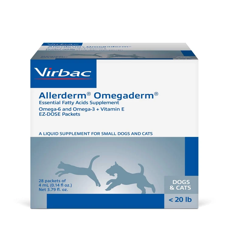 Virbac ALLERDERM OMEGADERM : Supplément Oméga 3/6 et Vitamine E – 28 doses quotidiennes