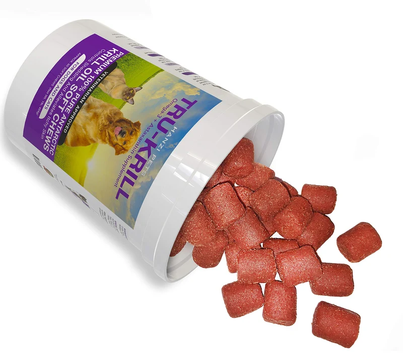 #1 Premium Friandises Molles à l'Huile de Krill Antarctique pour Chiens | Riches en Oméga-3 | Astaxanthine | Vitamine E | Pour peau et pelage | Faible allergène | Faibles calories | certifié cGMP | Fabriqué aux USA | 60 bouchées savoureuses